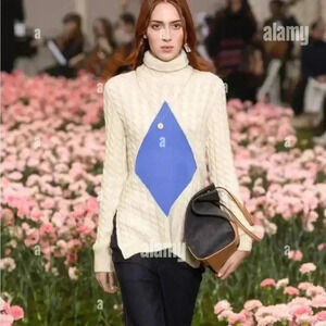 Tory Burch Nel Turtleneck Sweater Diamond Intarsia Runway Size Large